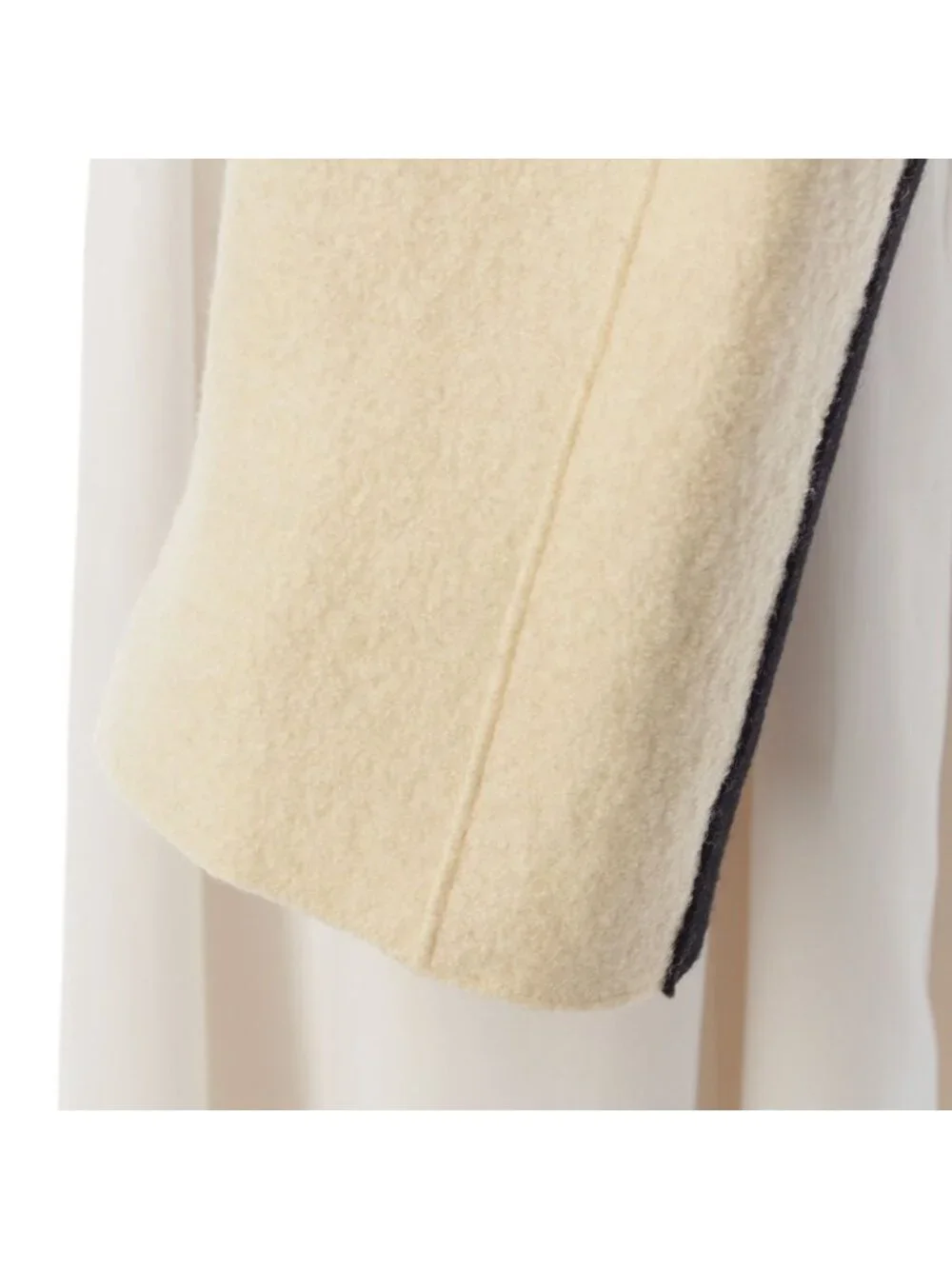 Chanel Wool Bicolor Zip Up Hem Chain Tailored Jacket White Black 38